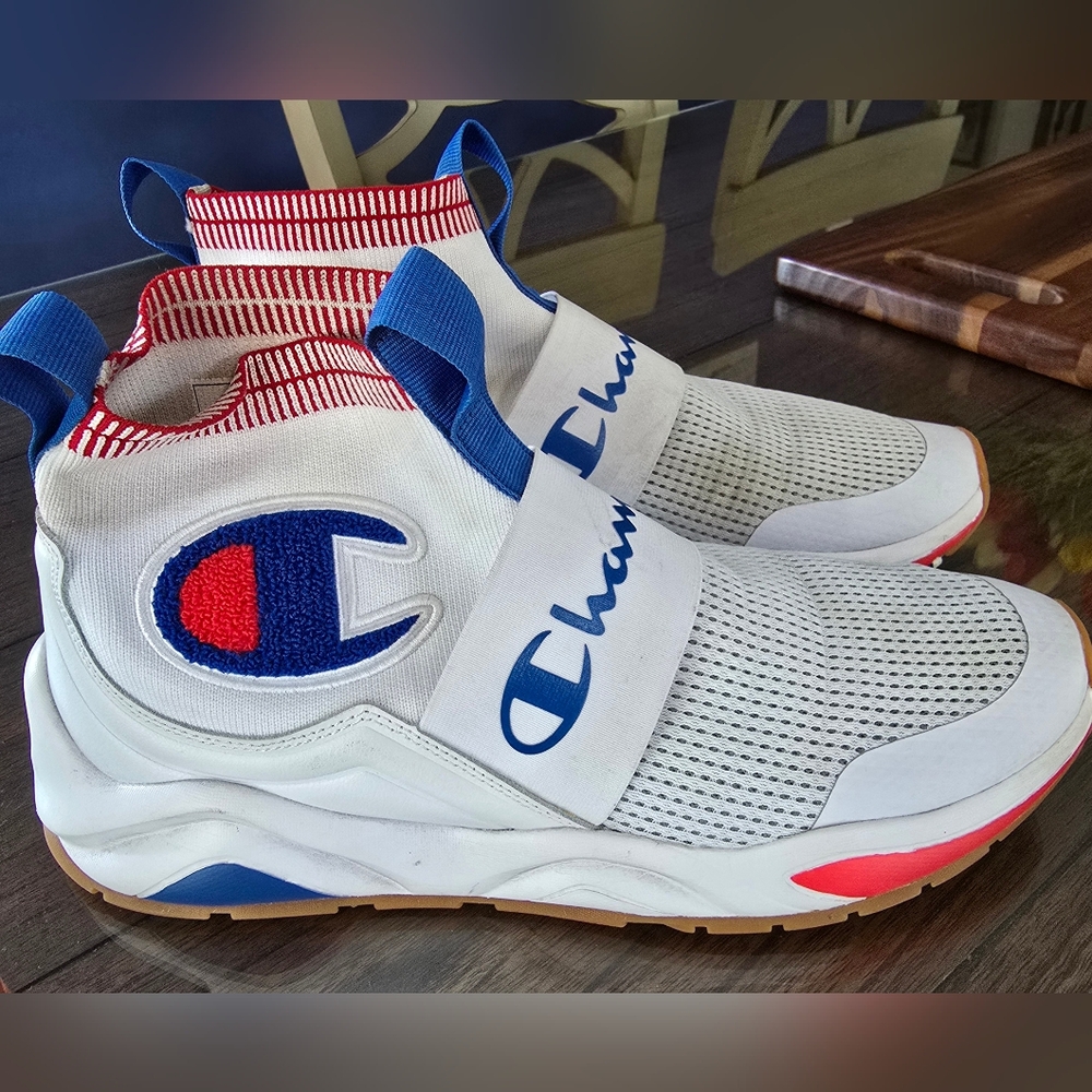 Champion Kids' White and Blue Sneakers